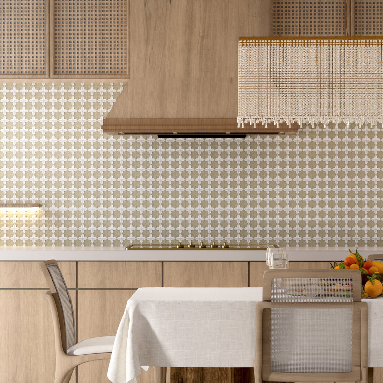 Beige and White Moroccan Porcelain Wall Tile, 12" x 22"