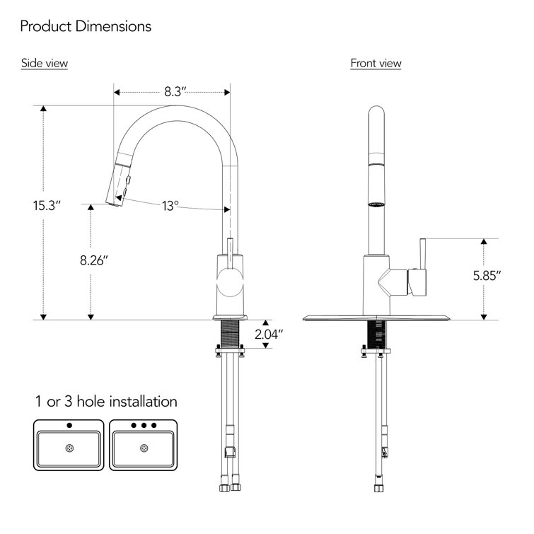 Stainless Steel High Arc Kitchen Faucet with Pull Down Sprayer