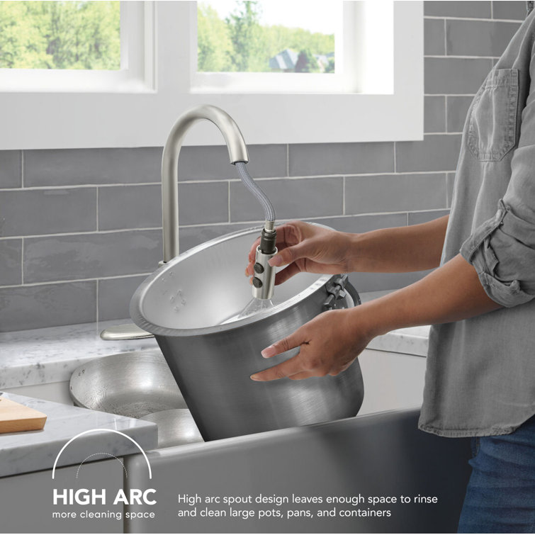 Stainless Steel High Arc Kitchen Faucet with Pull Down Sprayer