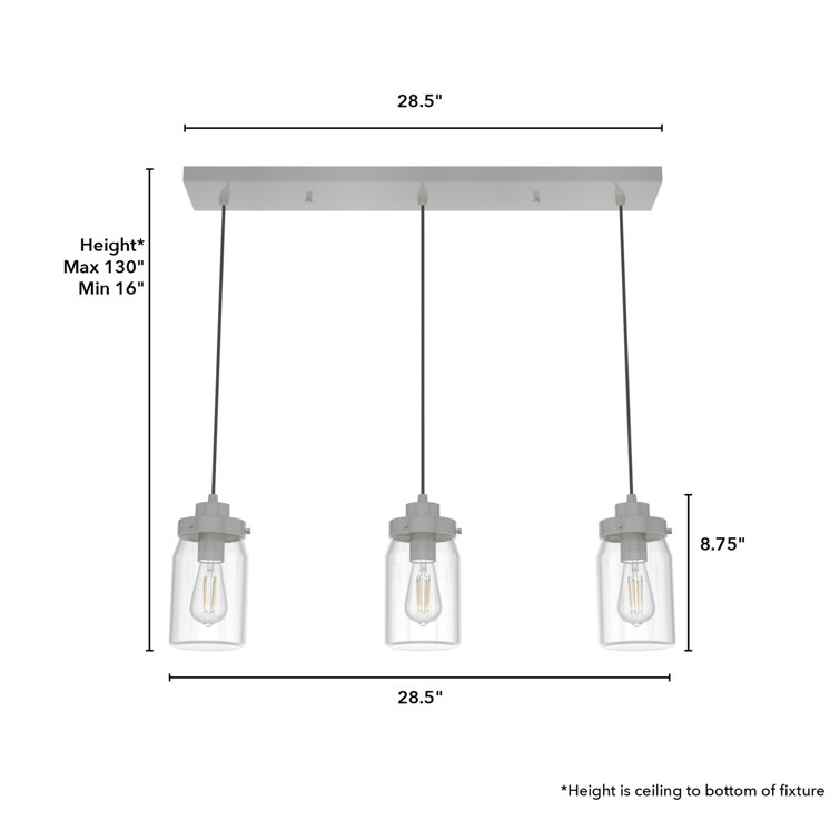 Devon Park Brushed Nickel 3-Light Farmhouse Jar Pendant