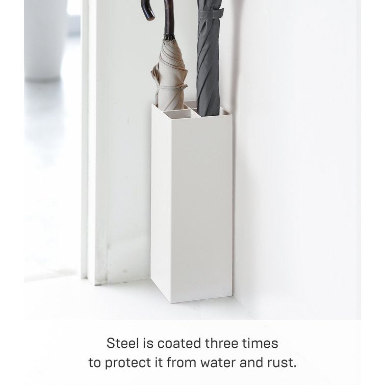 White Steel Compact Umbrella Stand with Adjustable Compartments