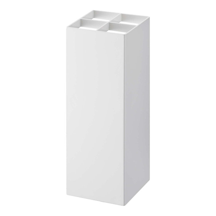 White Steel Compact Umbrella Stand with Adjustable Compartments