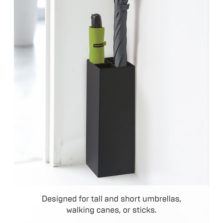 Black Metal Compact Umbrella Stand with Adjustable Trays