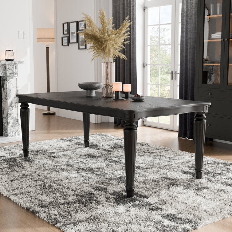 Seabliss Black Wood Veneer Rectangular Dining Table with Fluted Legs