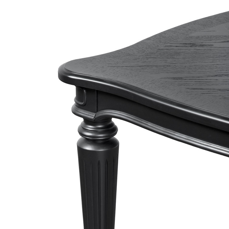 Seabliss Black Wood Veneer Rectangular Dining Table with Fluted Legs