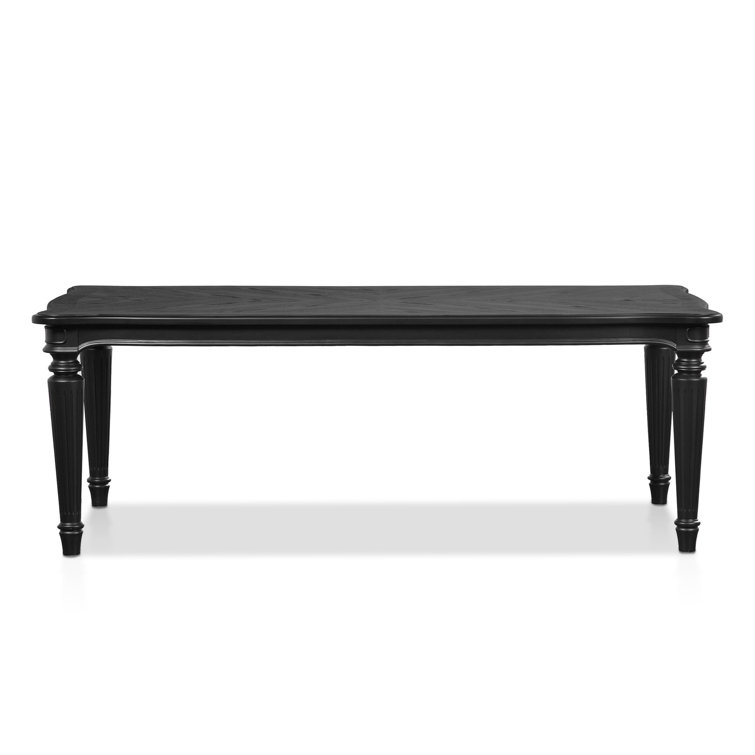 Seabliss Black Wood Veneer Rectangular Dining Table with Fluted Legs