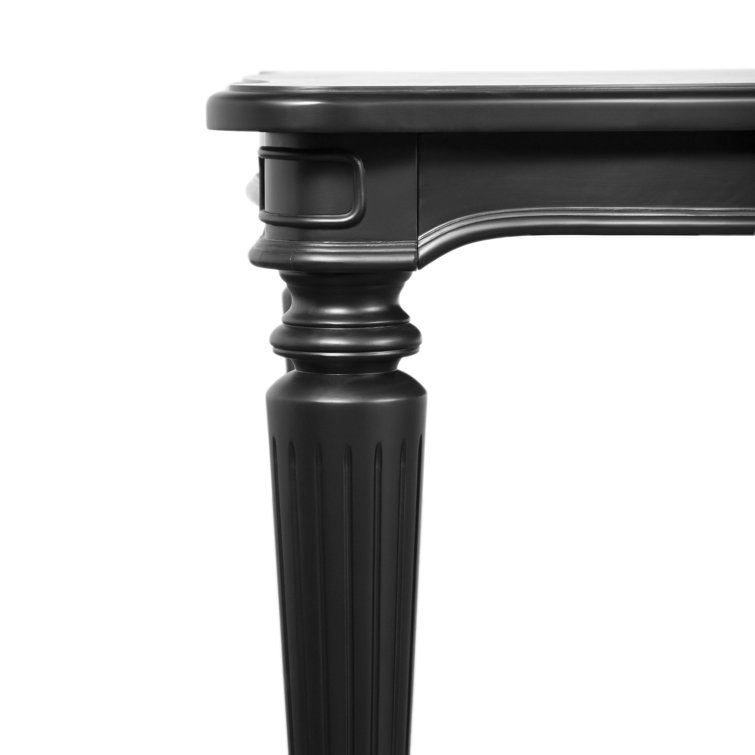 Seabliss Black Wood Veneer Rectangular Dining Table with Fluted Legs