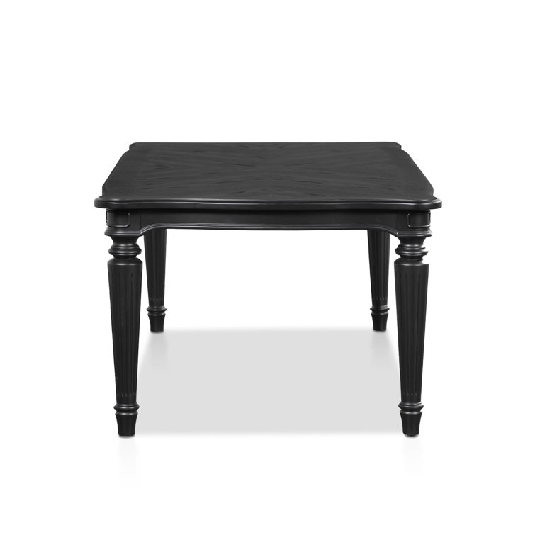 Seabliss Black Wood Veneer Rectangular Dining Table with Fluted Legs