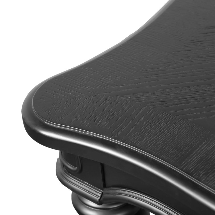 Seabliss Black Wood Veneer Rectangular Dining Table with Fluted Legs