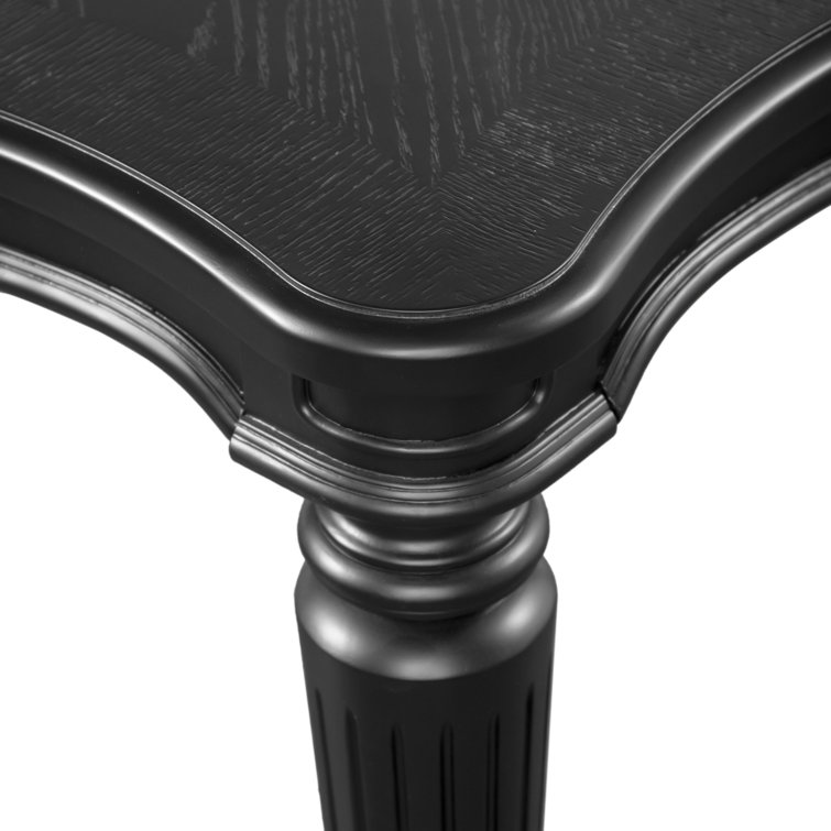 Seabliss Black Wood Veneer Rectangular Dining Table with Fluted Legs