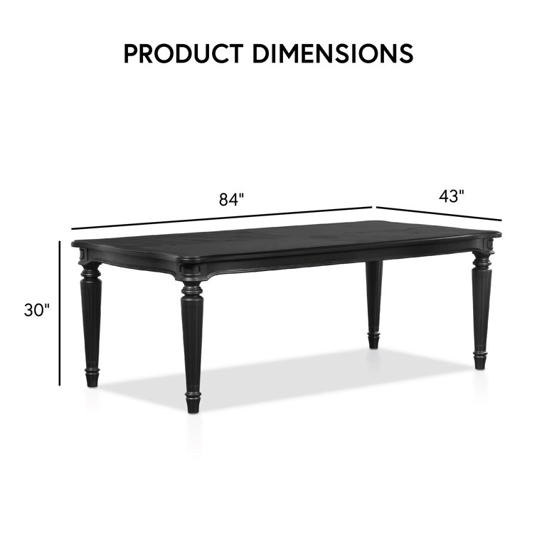 Seabliss Black Wood Veneer Rectangular Dining Table with Fluted Legs