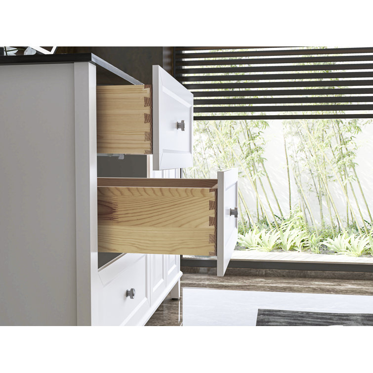 Hannah 48'' White Wood Freestanding Vanity with Black Quartz Top