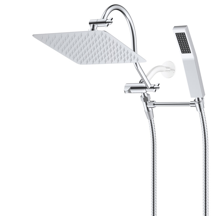 Chrome 10-Inch Dual Rainfall Shower Head with Handheld Wand