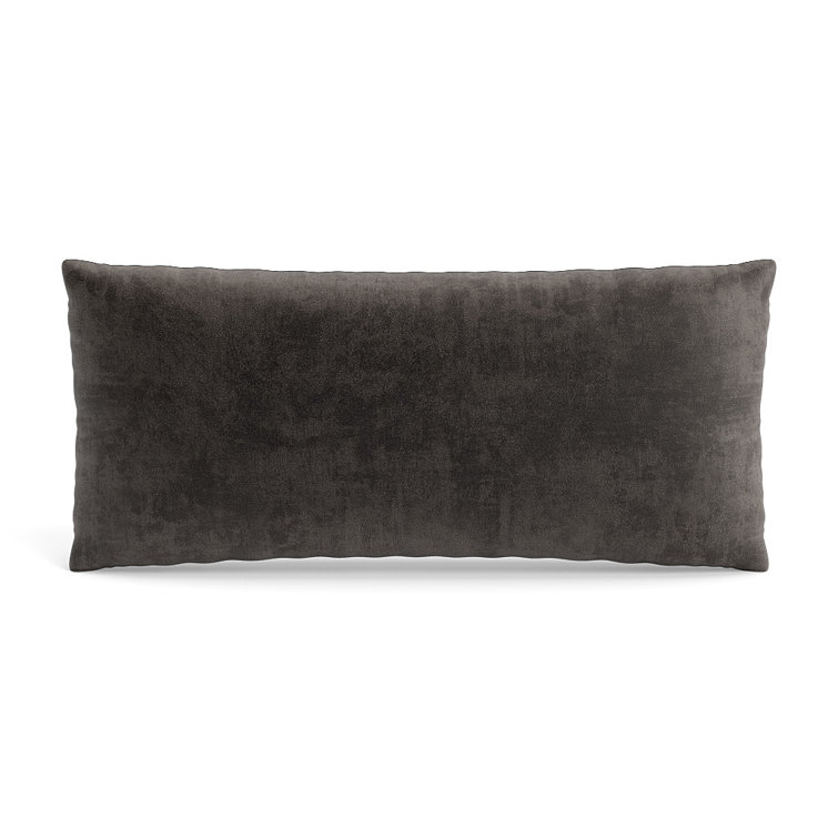 Coal Black Satin Rectangular Pillow with Feather Insert