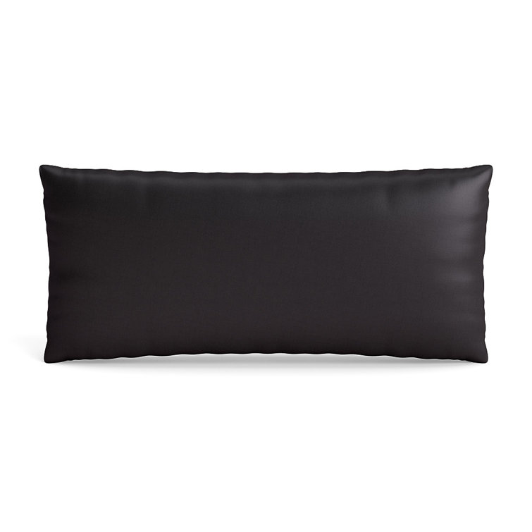 Coal Black Satin Rectangular Pillow with Feather Insert