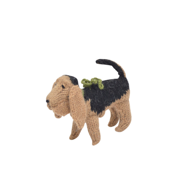 Hand-Knit Alpaca Wool Bloodhound Dog Ornament