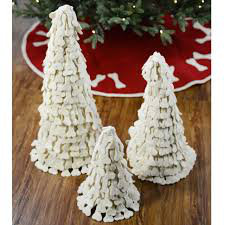 Handmade White Wool Felt Dogbone Christmas Tree Set