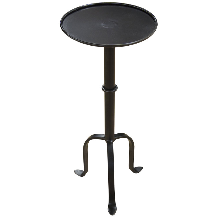 Victorian Inspired Round Black Metal & Glass Side Table