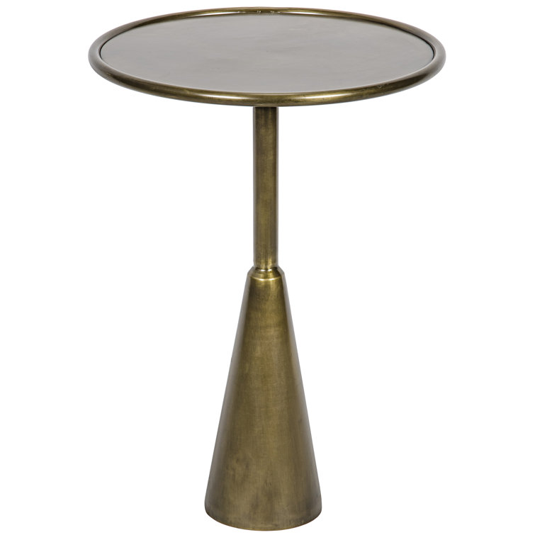 Antique Brass Round Hiro Accent Table, 17in Diameter