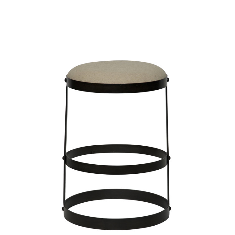 Black Metal 26" Counter Stool with Upholstered Seat