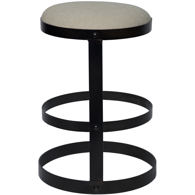 Black Metal 26" Counter Stool with Upholstered Seat