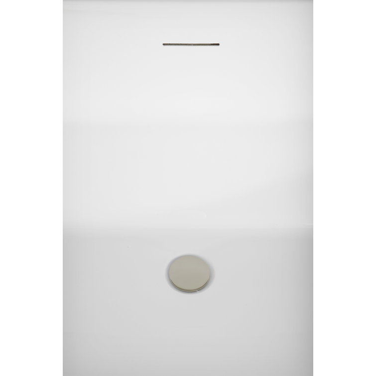 55" Glossy White Acrylic Freestanding Soaking Bathtub with Bamboo Tray