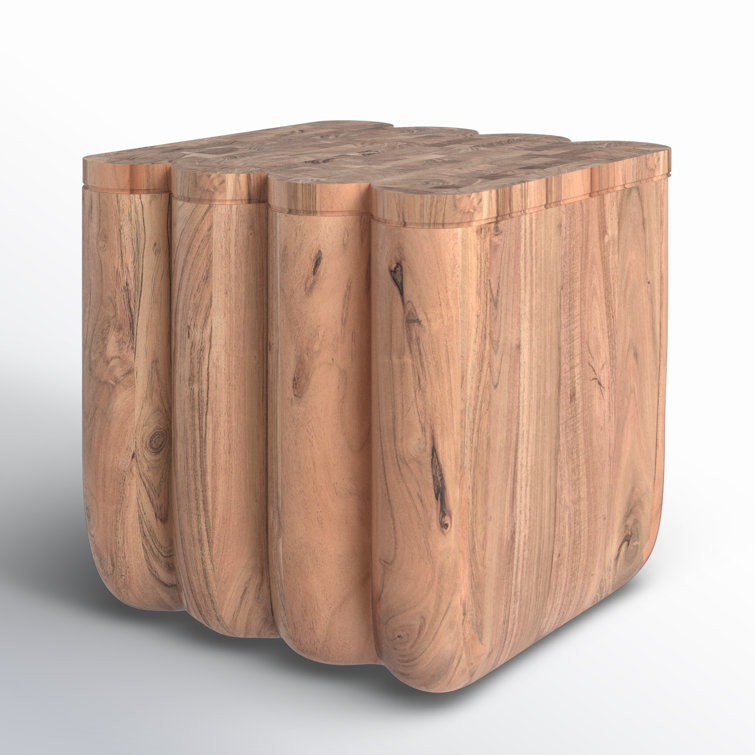 Natural Acacia Solid Wood Square End Table
