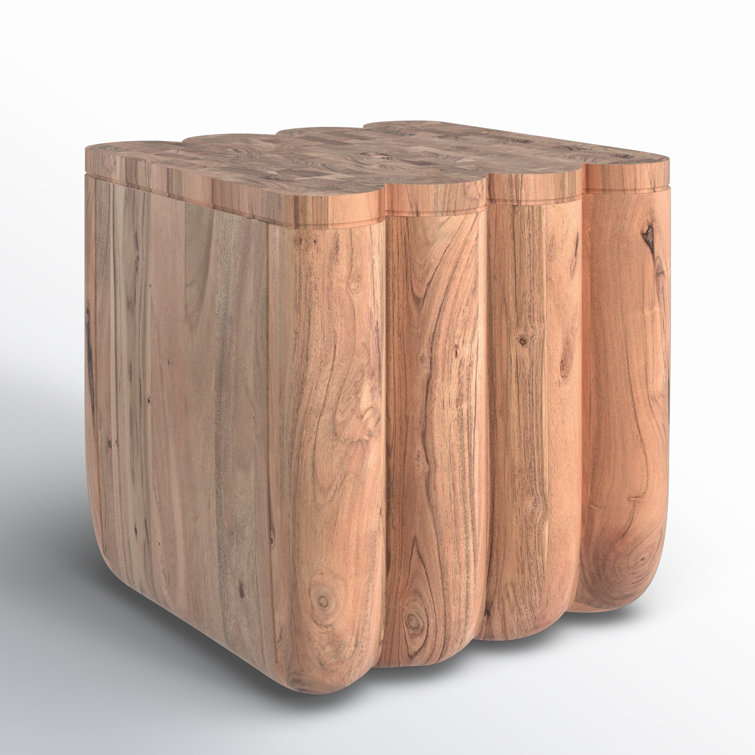 Natural Acacia Solid Wood Square End Table