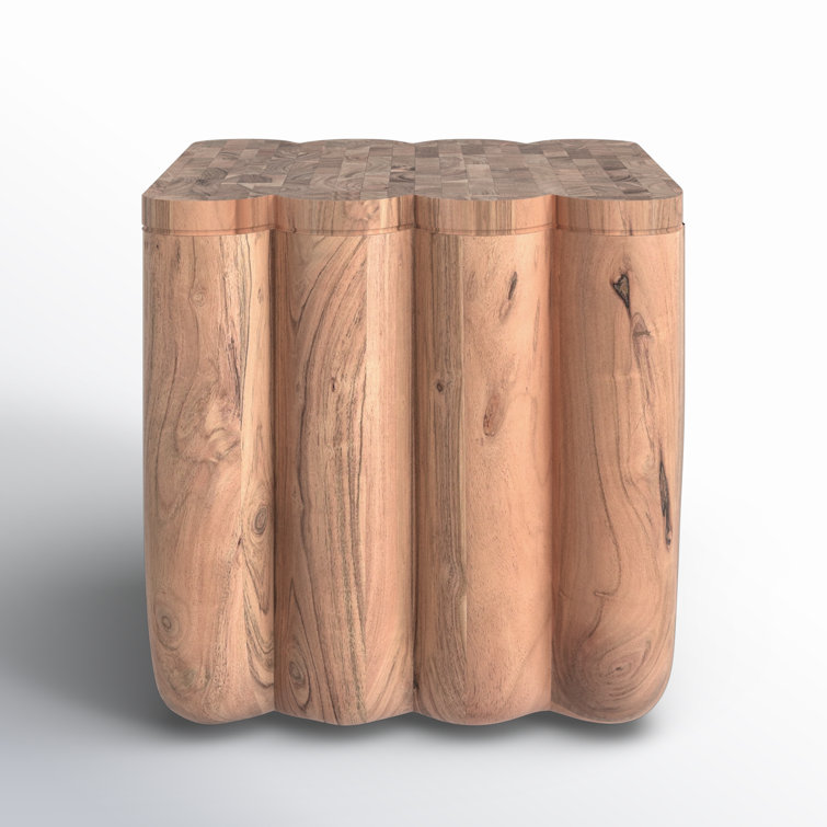 Natural Acacia Solid Wood Square End Table