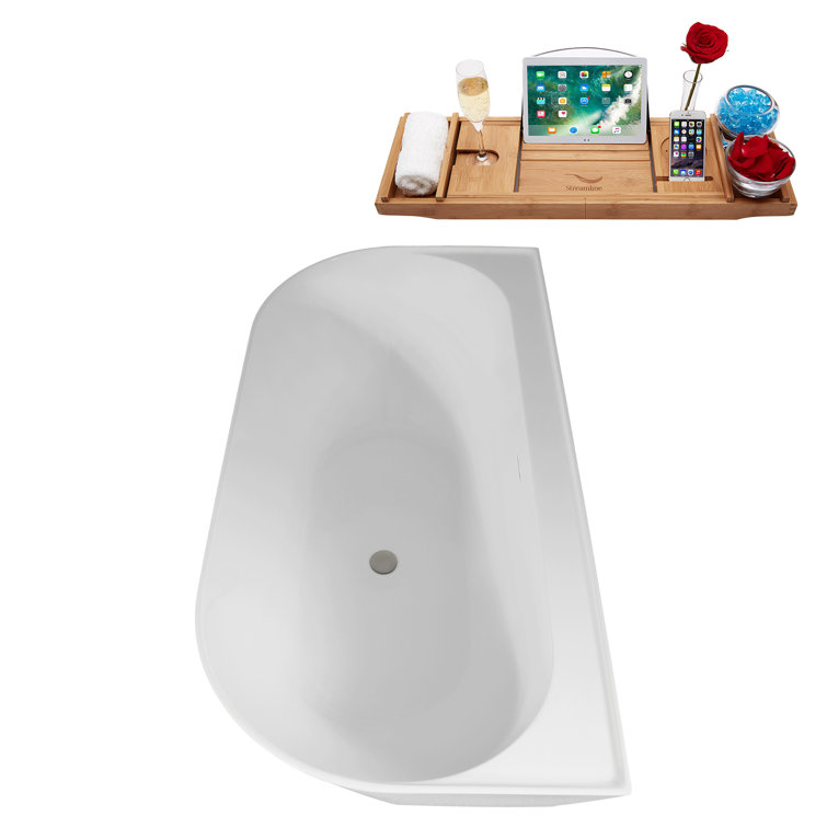 63" Glossy White Acrylic Freestanding Slipper Soaking Tub