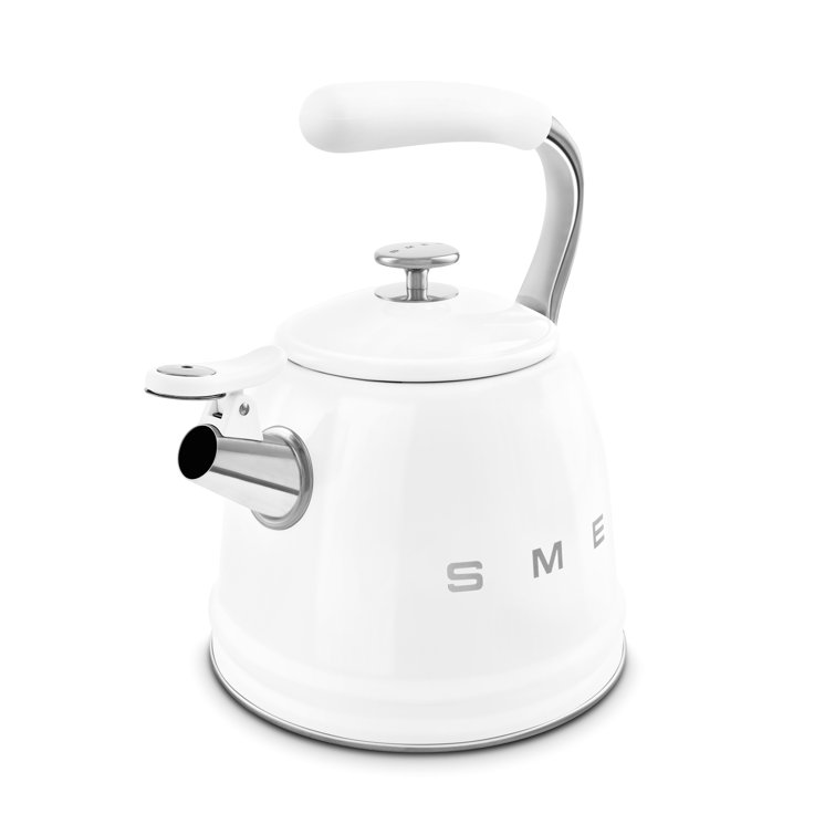 White Stainless Steel Whistling Stovetop Kettle