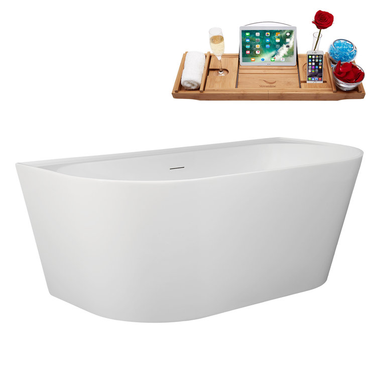 63" Glossy White Acrylic Freestanding Slipper Soaking Tub