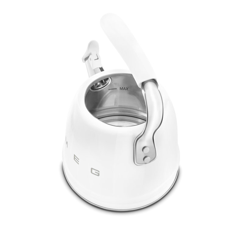 White Stainless Steel Whistling Stovetop Kettle