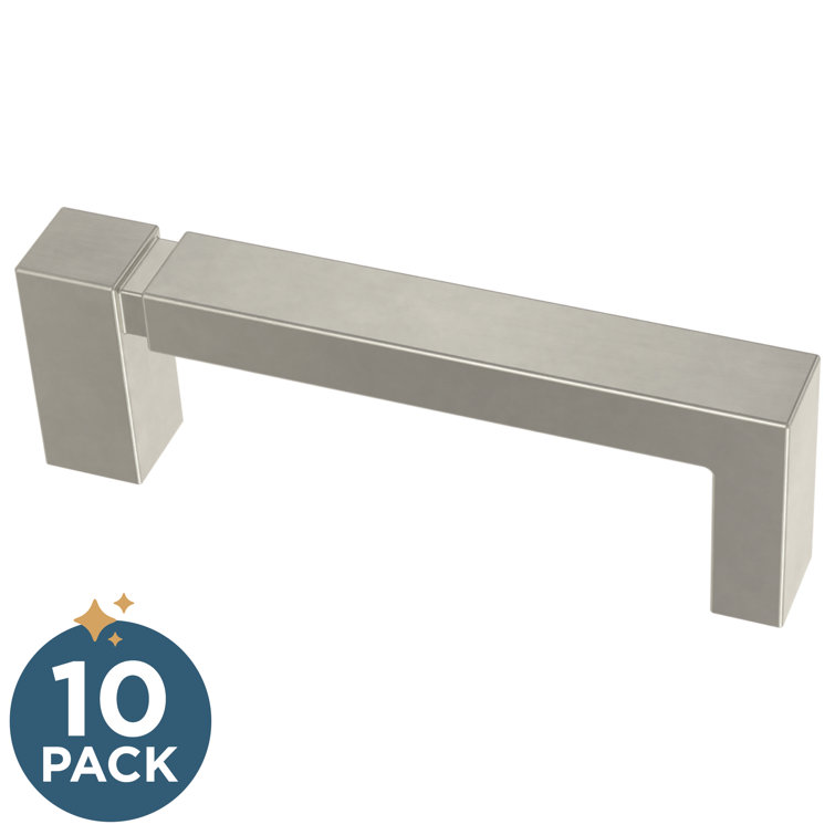 Brushed Nickel Modern Asymmetric Notched Cabinet Bar Pulls