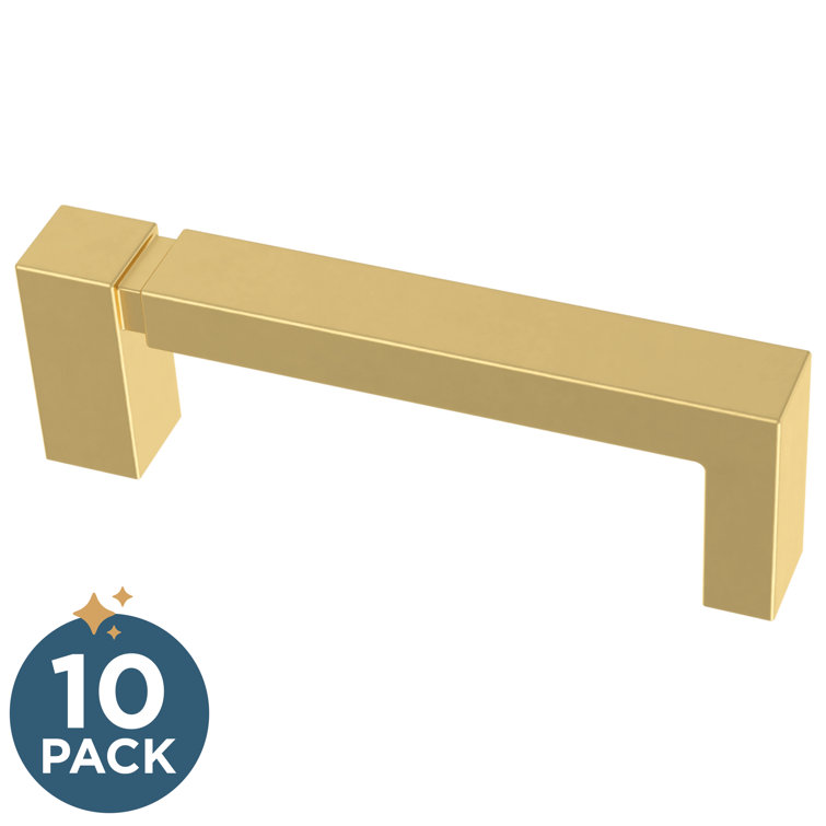 Brushed Brass Asymmetric Notched Bar Pull Set