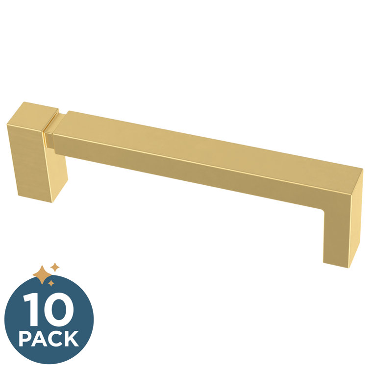 Brushed Brass Asymmetric Notched Bar Pull Set