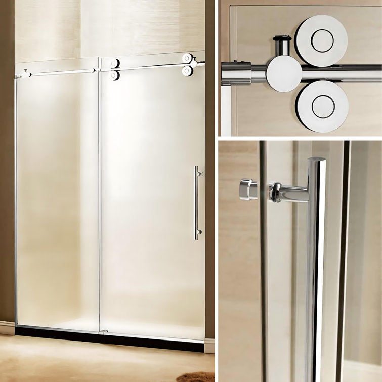60'' W x 79'' H Frosted Tempered Glass Frameless Shower Door