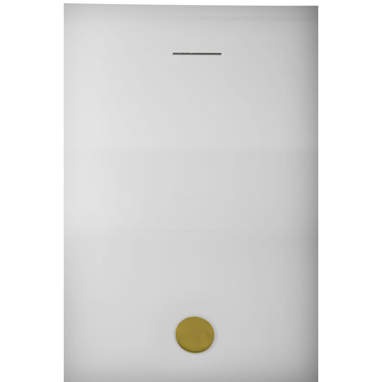 58.5" Glossy White Acrylic Freestanding Soaking Tub with Brushed Gold Trim