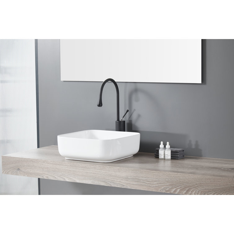 Torino White Ceramic Square Vessel Sink 15.5"
