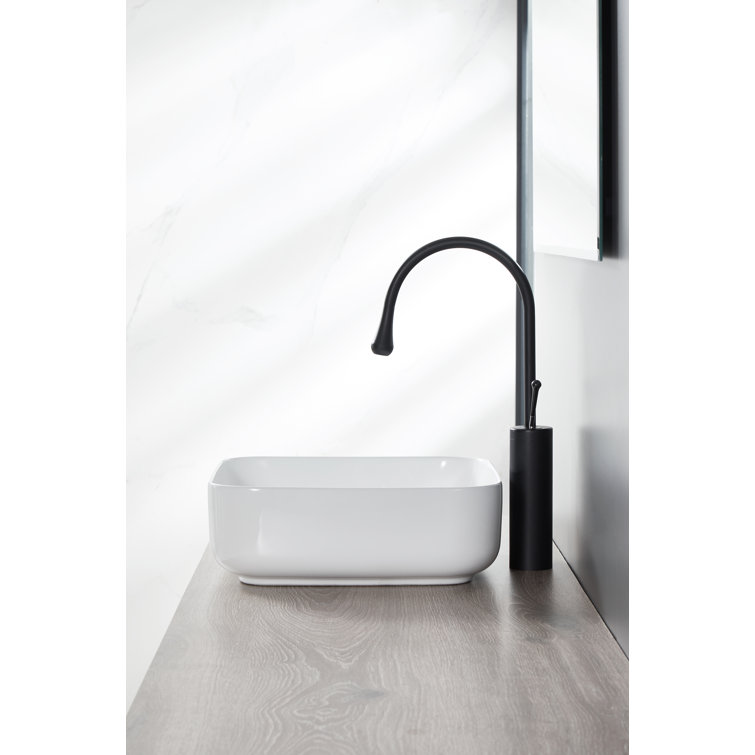 Torino White Ceramic Square Vessel Sink 15.5"