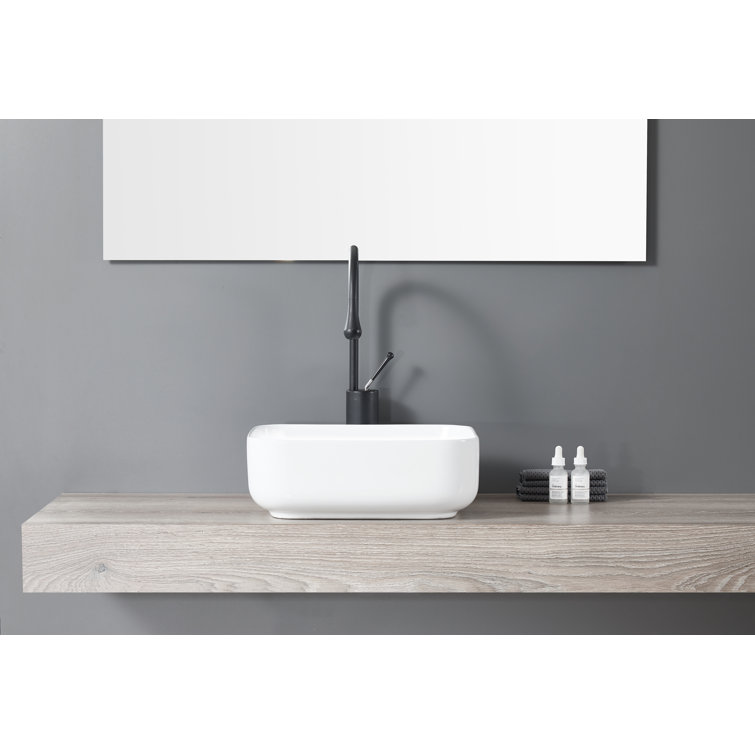 Torino White Ceramic Square Vessel Sink 15.5"
