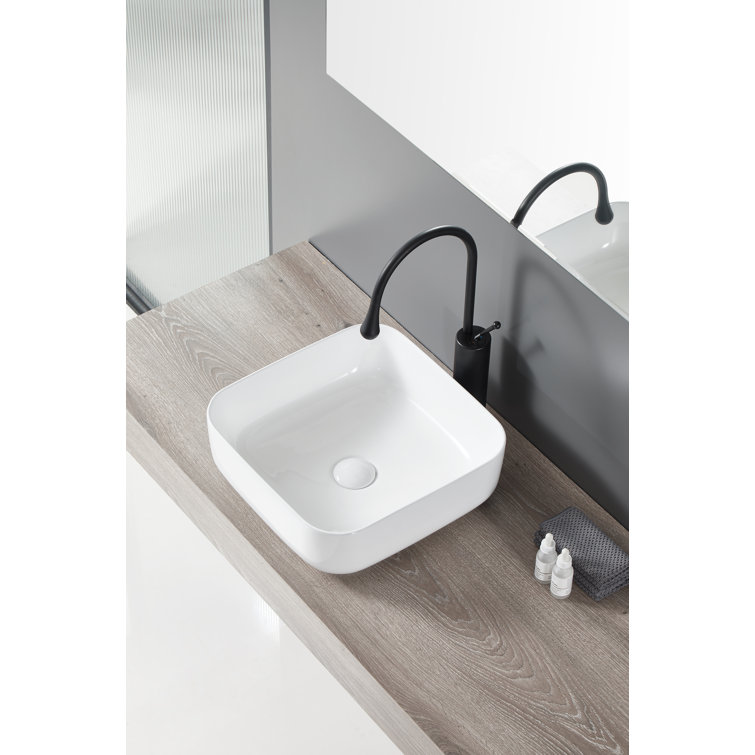 Torino White Ceramic Square Vessel Sink 15.5"