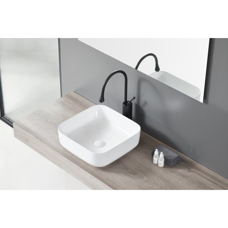 Torino White Ceramic Square Vessel Sink 15.5"