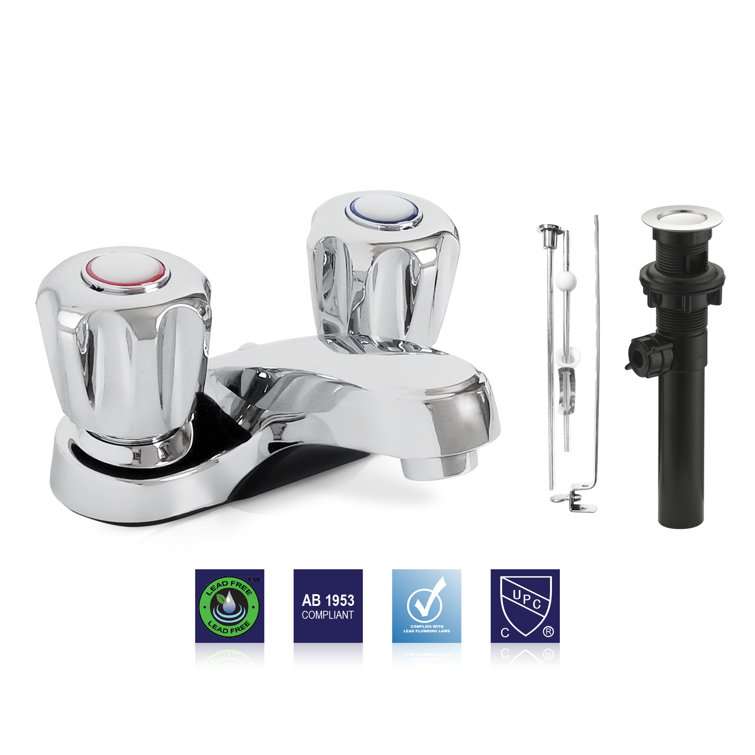 Polished Chrome Double Handle Low Arc Bathroom Faucet
