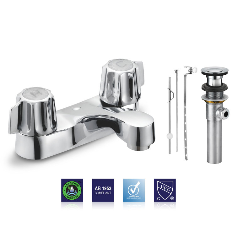 Polished Chrome Double Handle Brass Bathroom Faucet