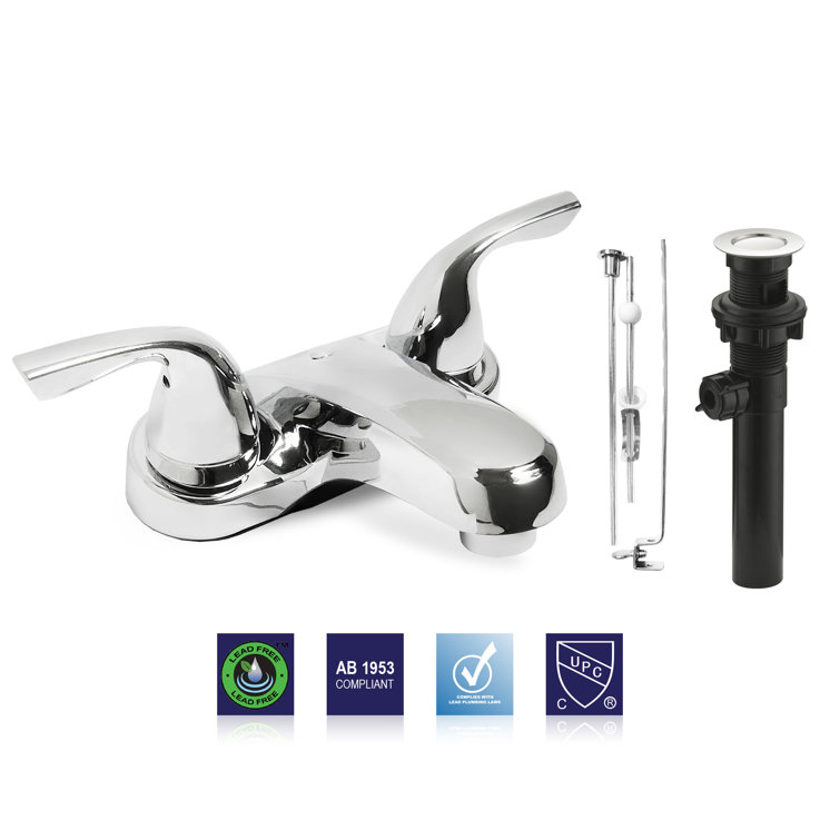 Polished Chrome Double Handle Low Arc Bathroom Faucet