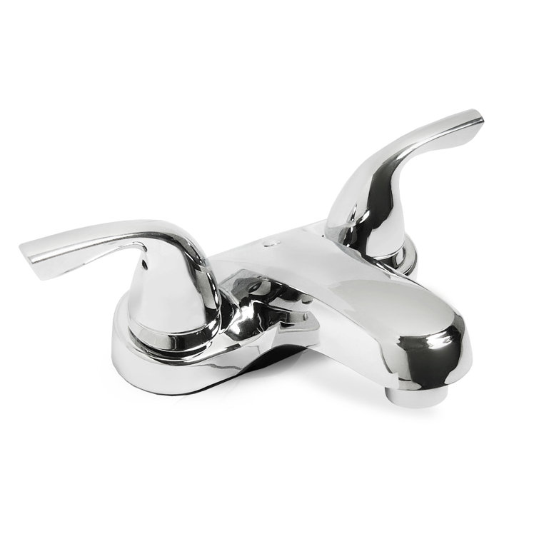 Polished Chrome Double Handle Low Arc Bathroom Faucet