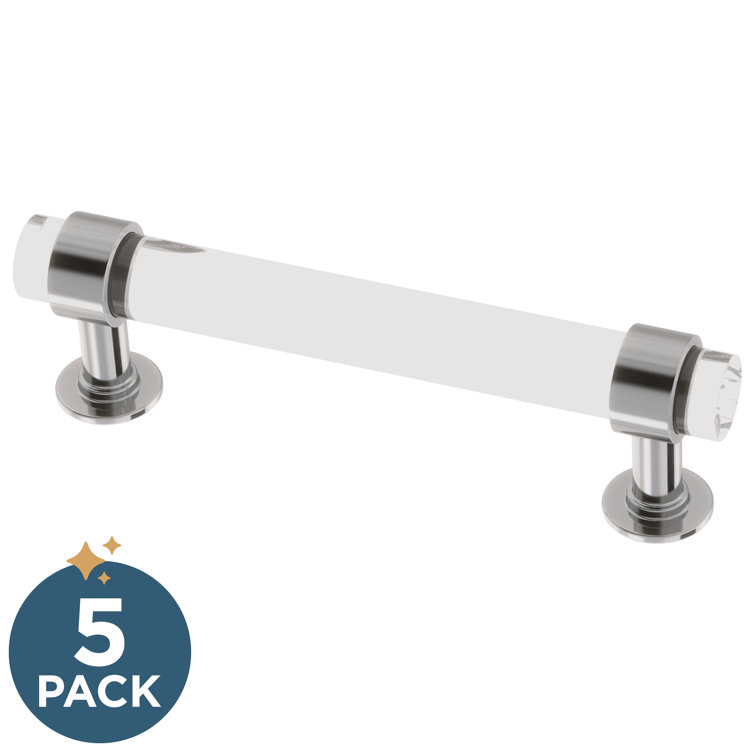 Chrome and Clear Acrylic Bar Cabinet Pulls Multipack