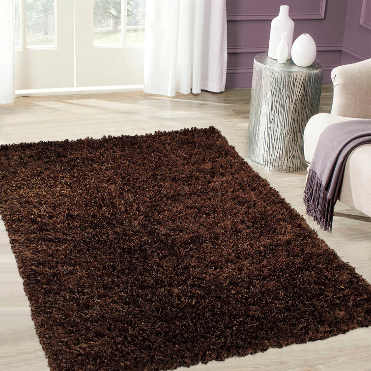 Handmade Brown Viscose Shag Area Rug 5' x 7'