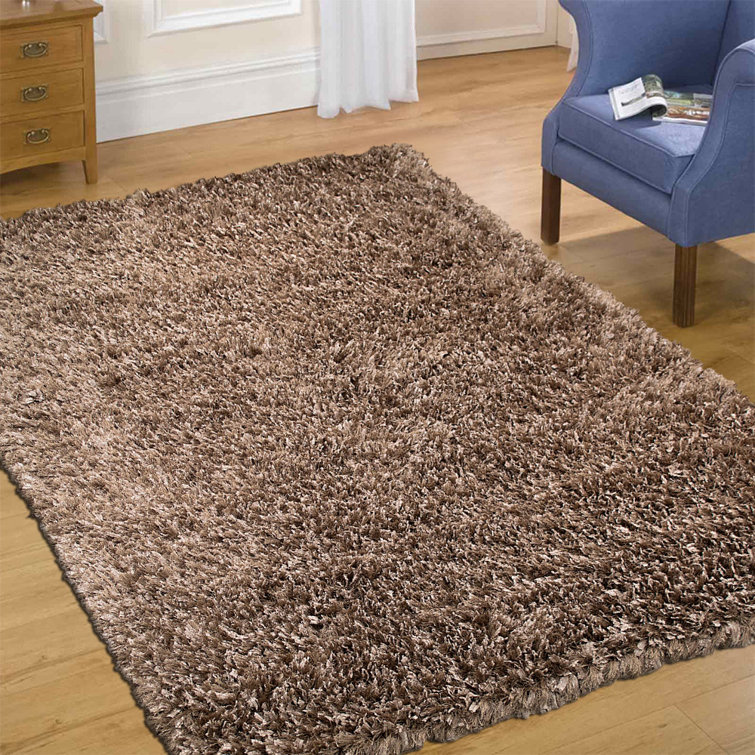 Khaki Handmade Rectangular Shag Area Rug 5' x 7'
